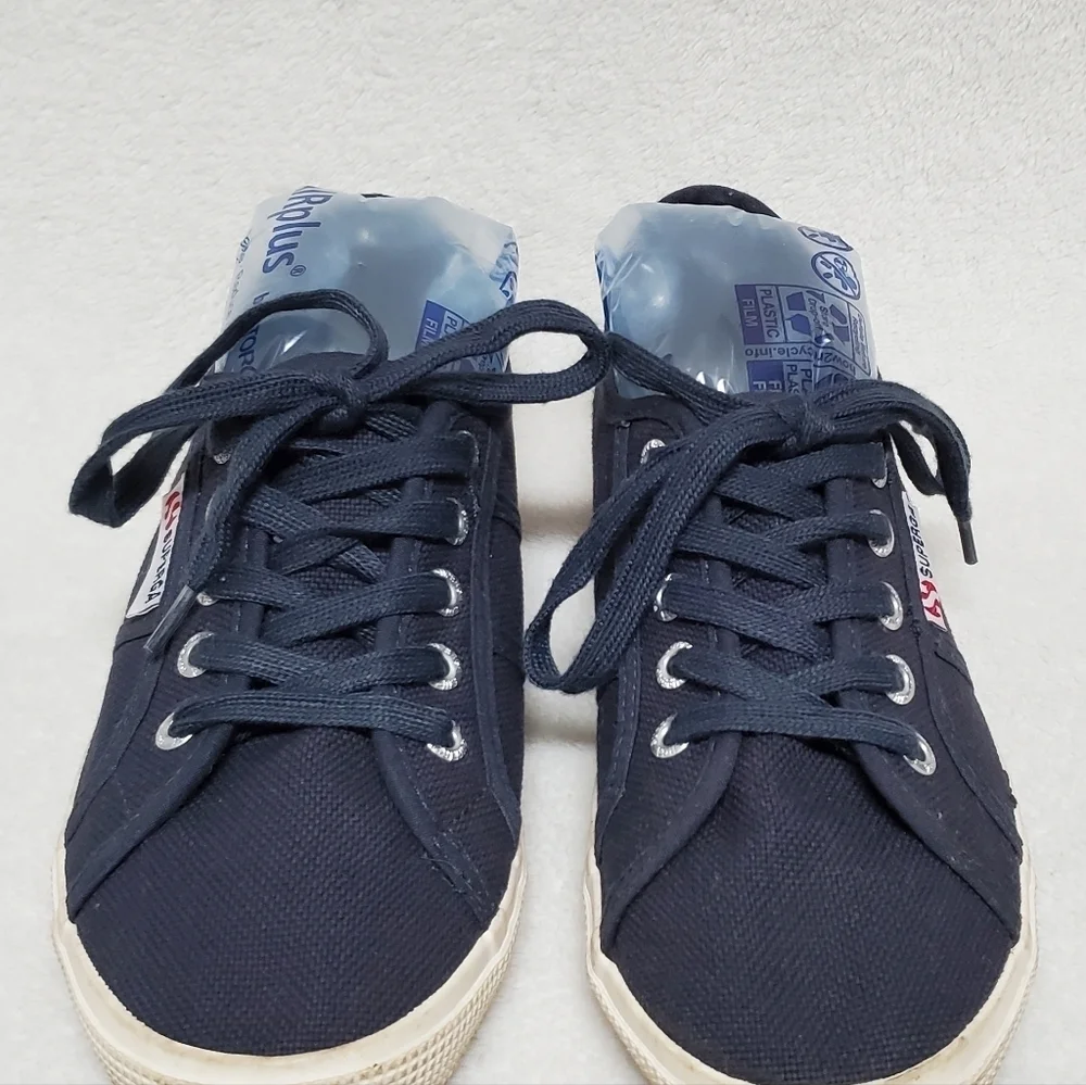 Superga Navy Blue Canvas Classic Lace-up Low Top Sneakers 7.5